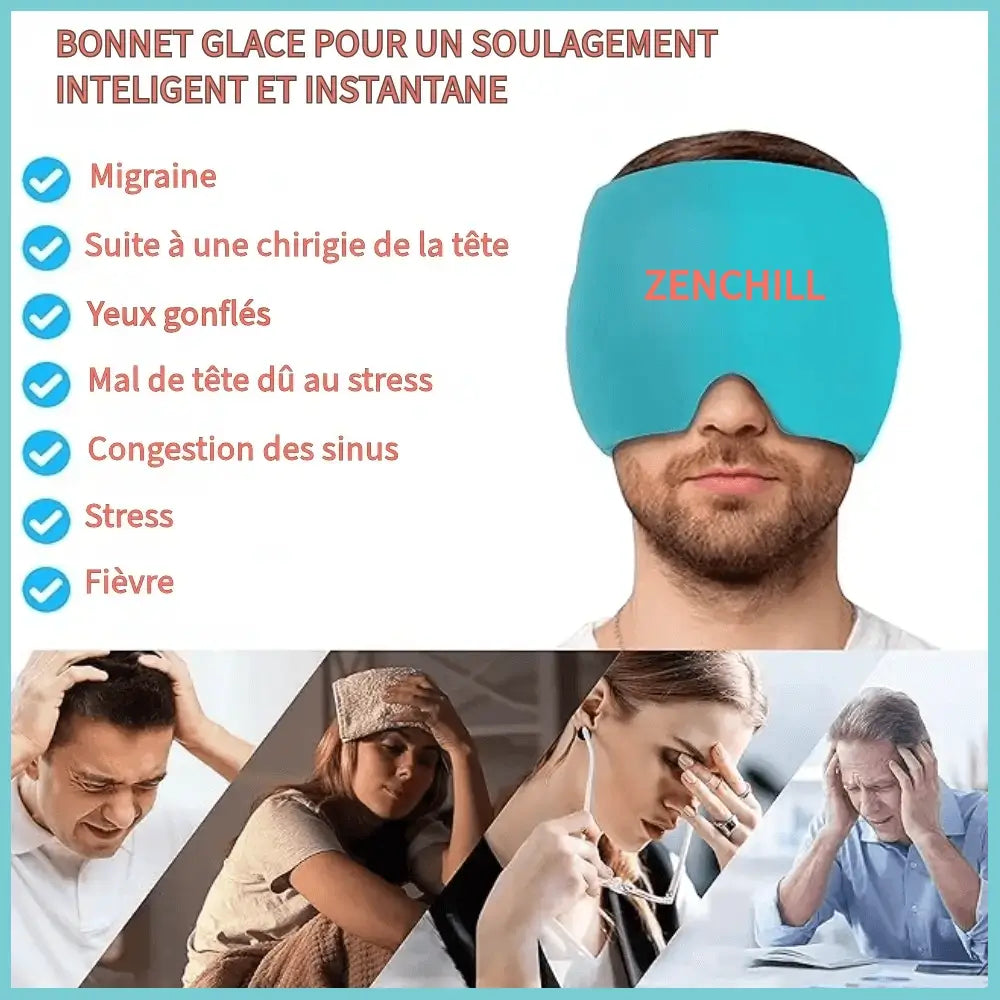 Gros plan du bonnet anti-migraine ZenChill soulagement intelligent et instantané