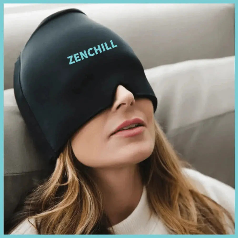 Femme portant le bonnet anti-migraine ZenChill pour un soulagement rapide